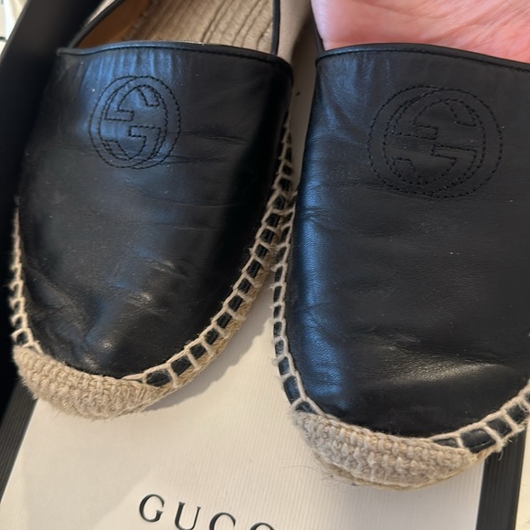 Gucci GG Monogram Leather Slip On Flats Espadrilles - Picture 3 of 7